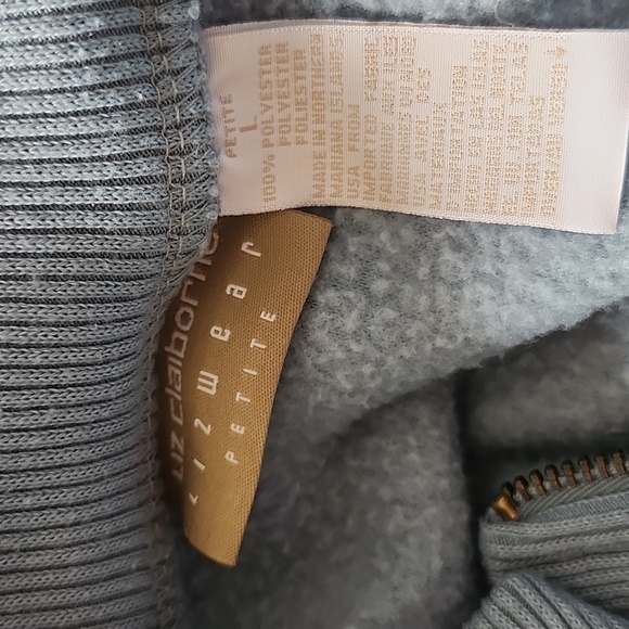 Liz Claiborne Denim Blue Quarter-Zip Fleece Pullover, LP - Picture 6 of 12